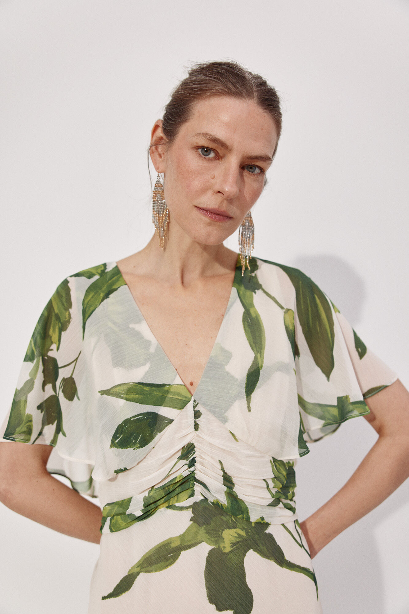 Cortefiel Two-tone beaded earrings Gold