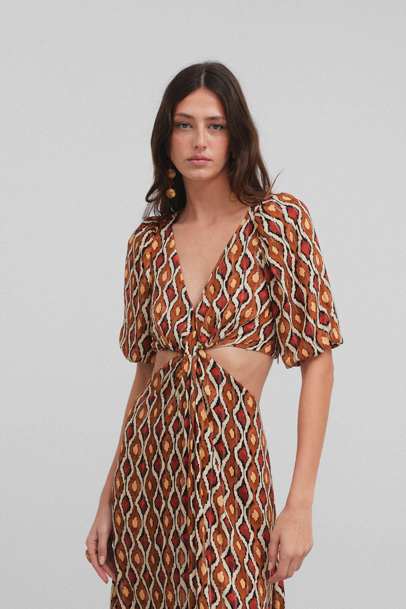 Silbon Vestido largo cut out estampado Estampado naranja