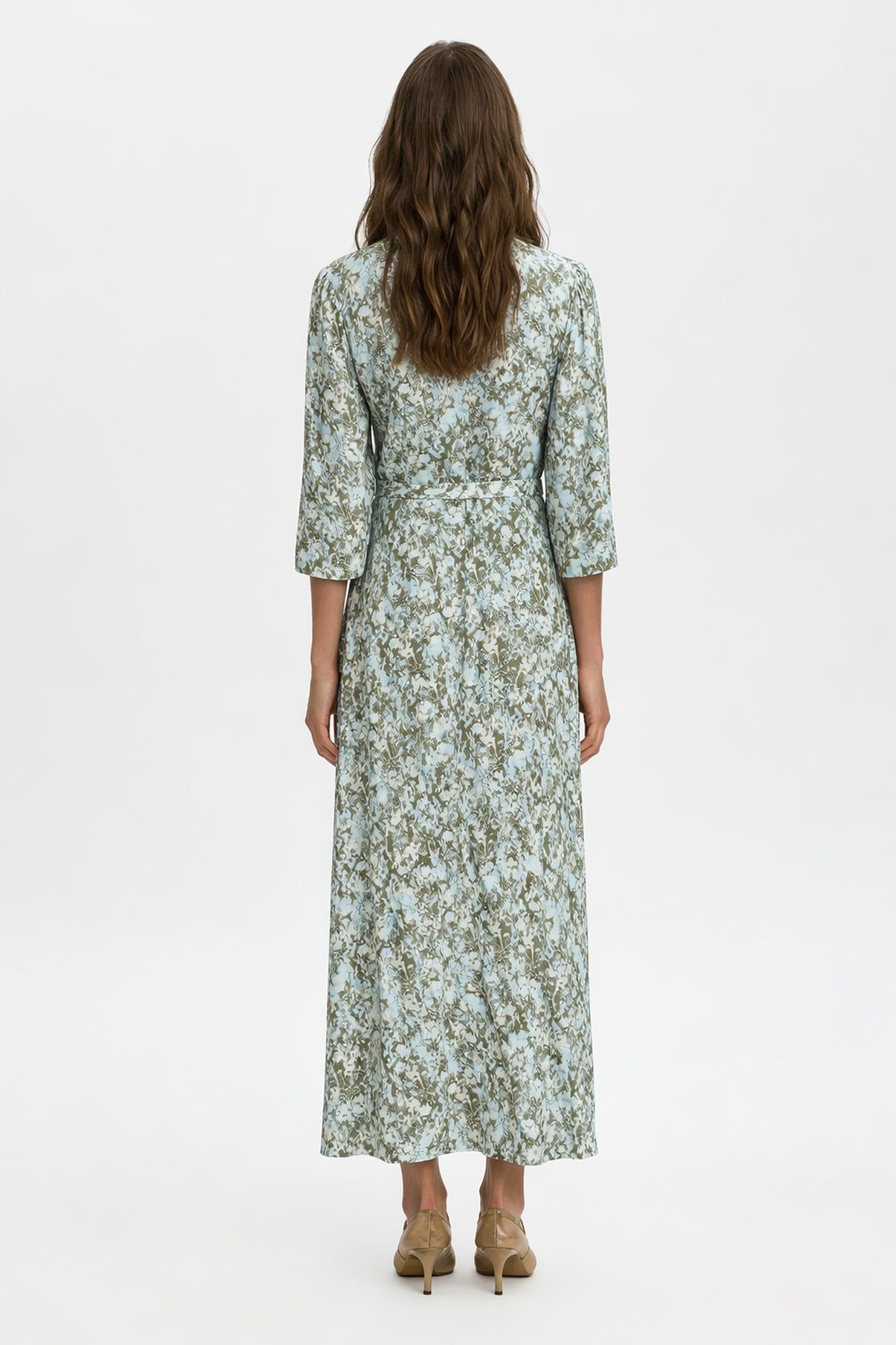 Selected Vestido comprido estampado Verde