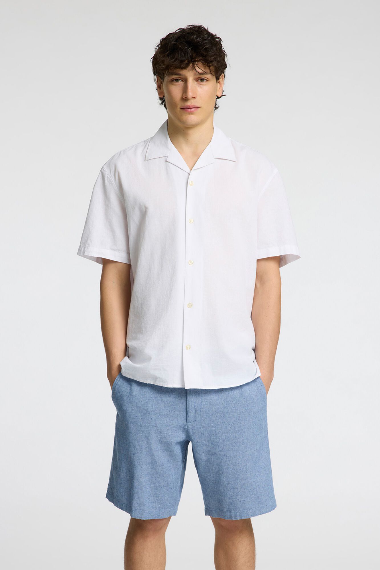 Selected Linen short Blue