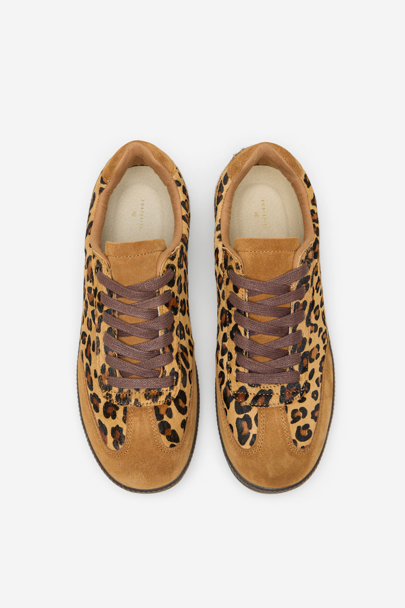 Cortefiel Leopard leather trainers Printed brown