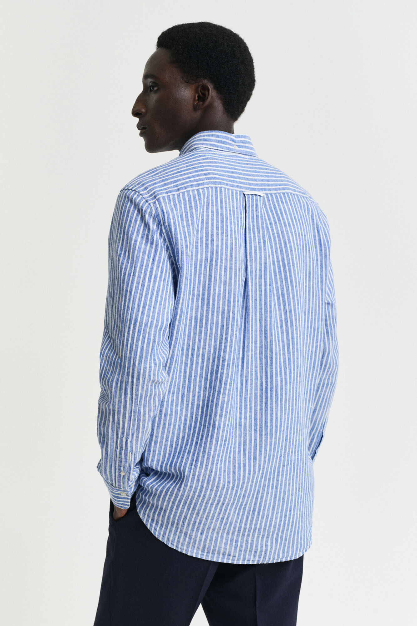 Gant Regular fit linen and cotton striped shirt Blue