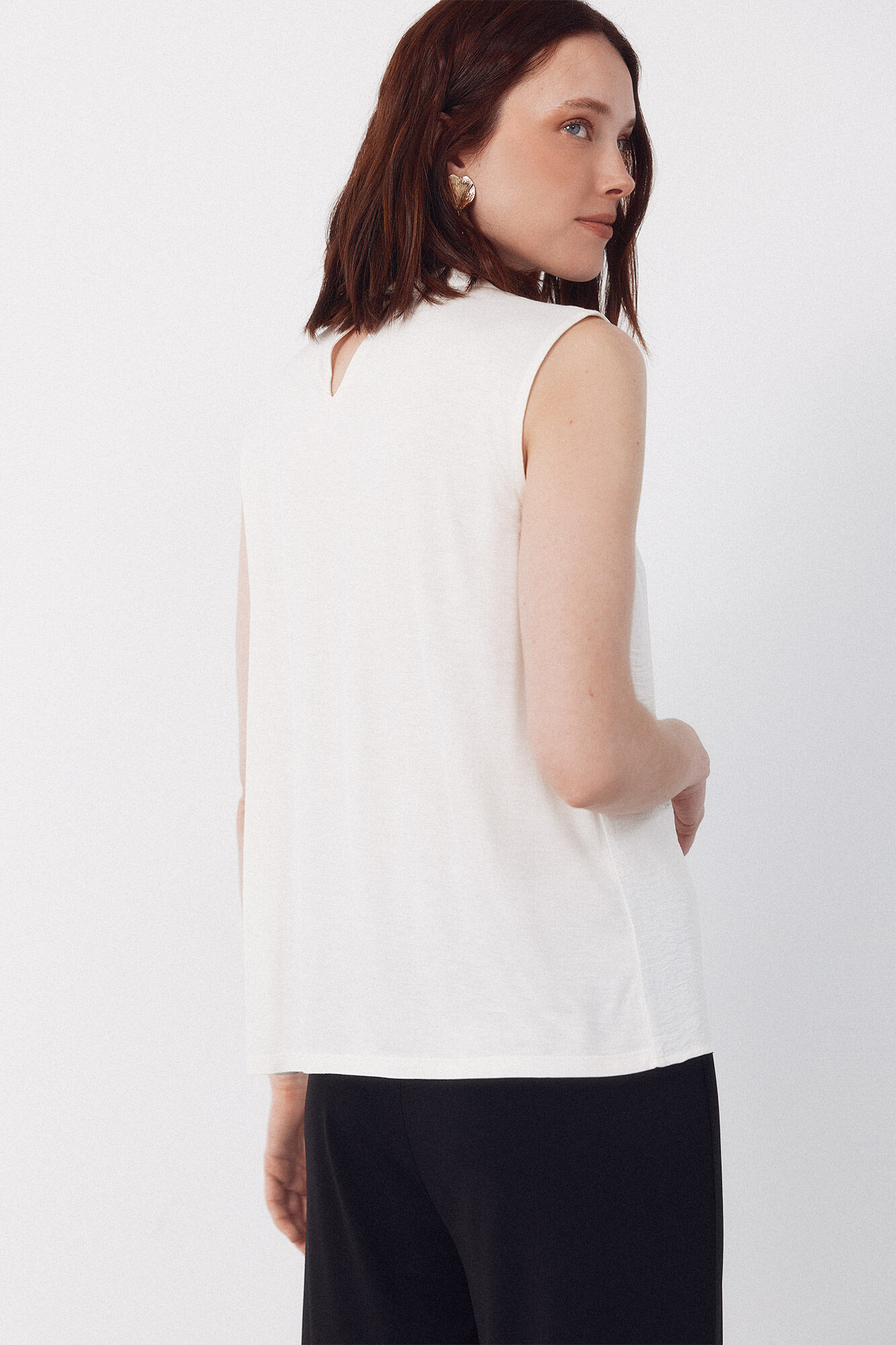 Cortefiel Top combinado l&aacute;grima Branco