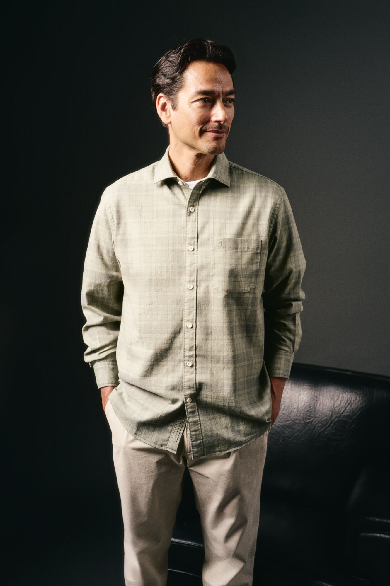 OOTO Camisa xadrez tingida