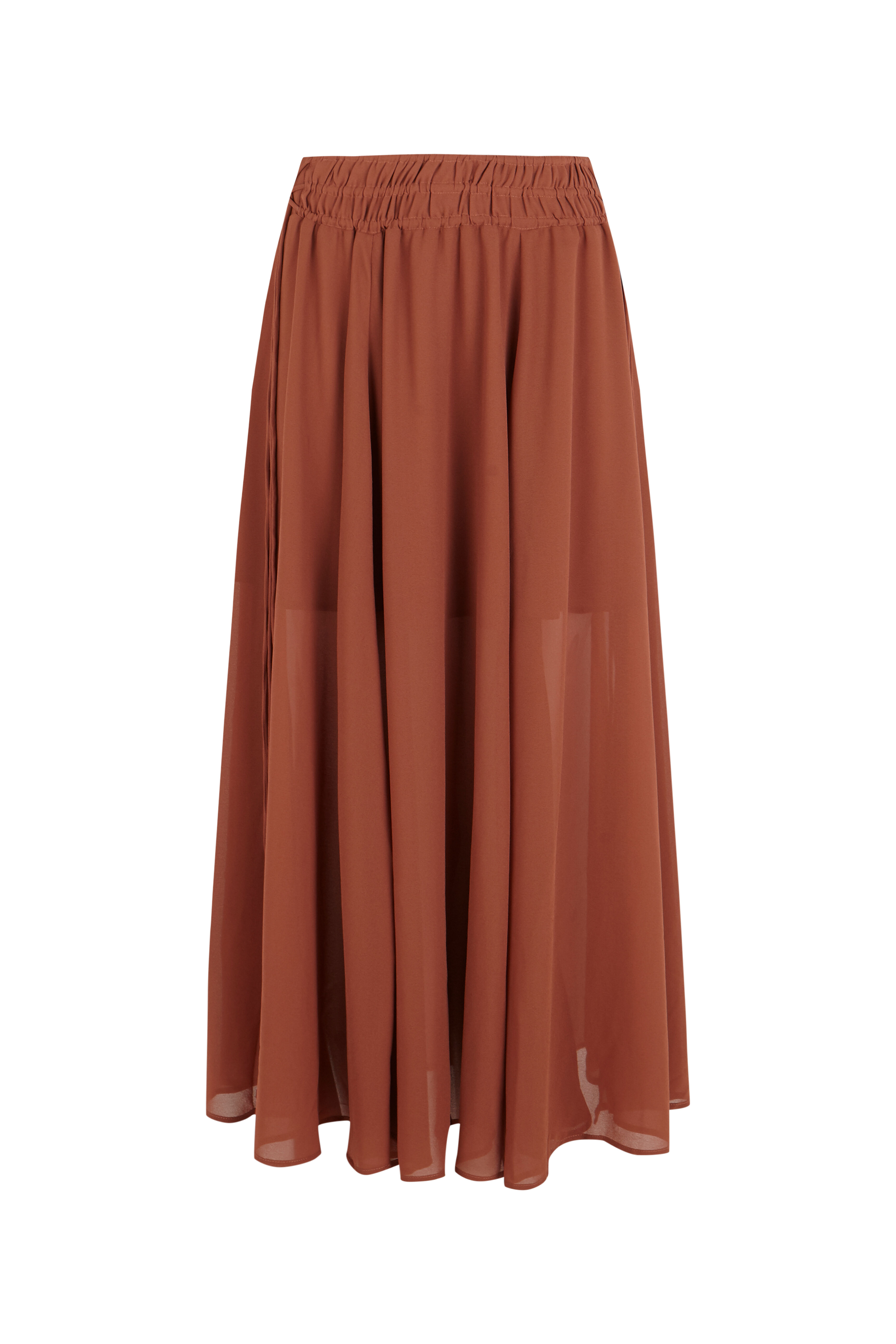 Slowlove Falda midi de gasa Castanho