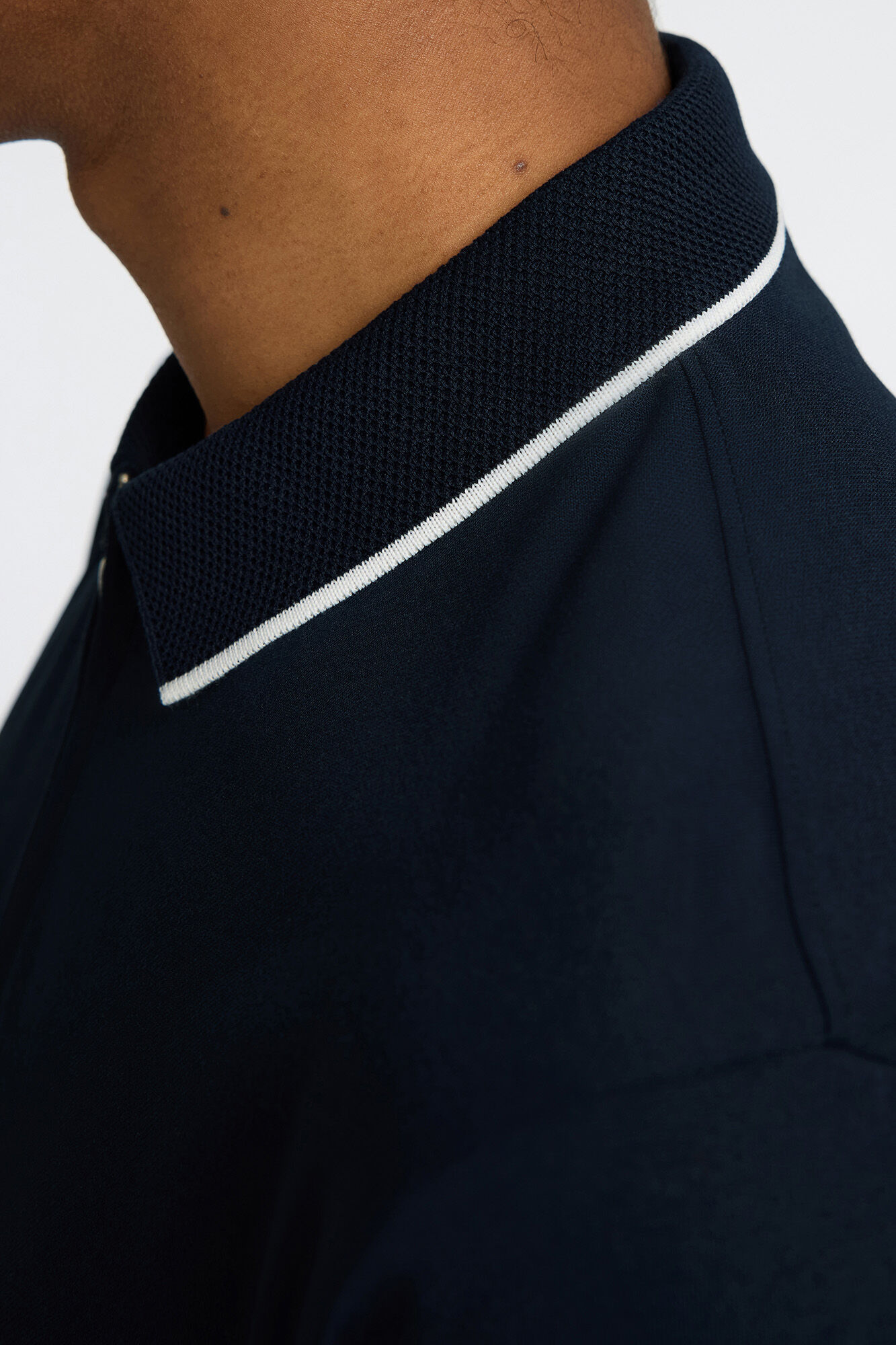 Selected Camisa polo manga curta com fecho-&eacute;clair Azul
