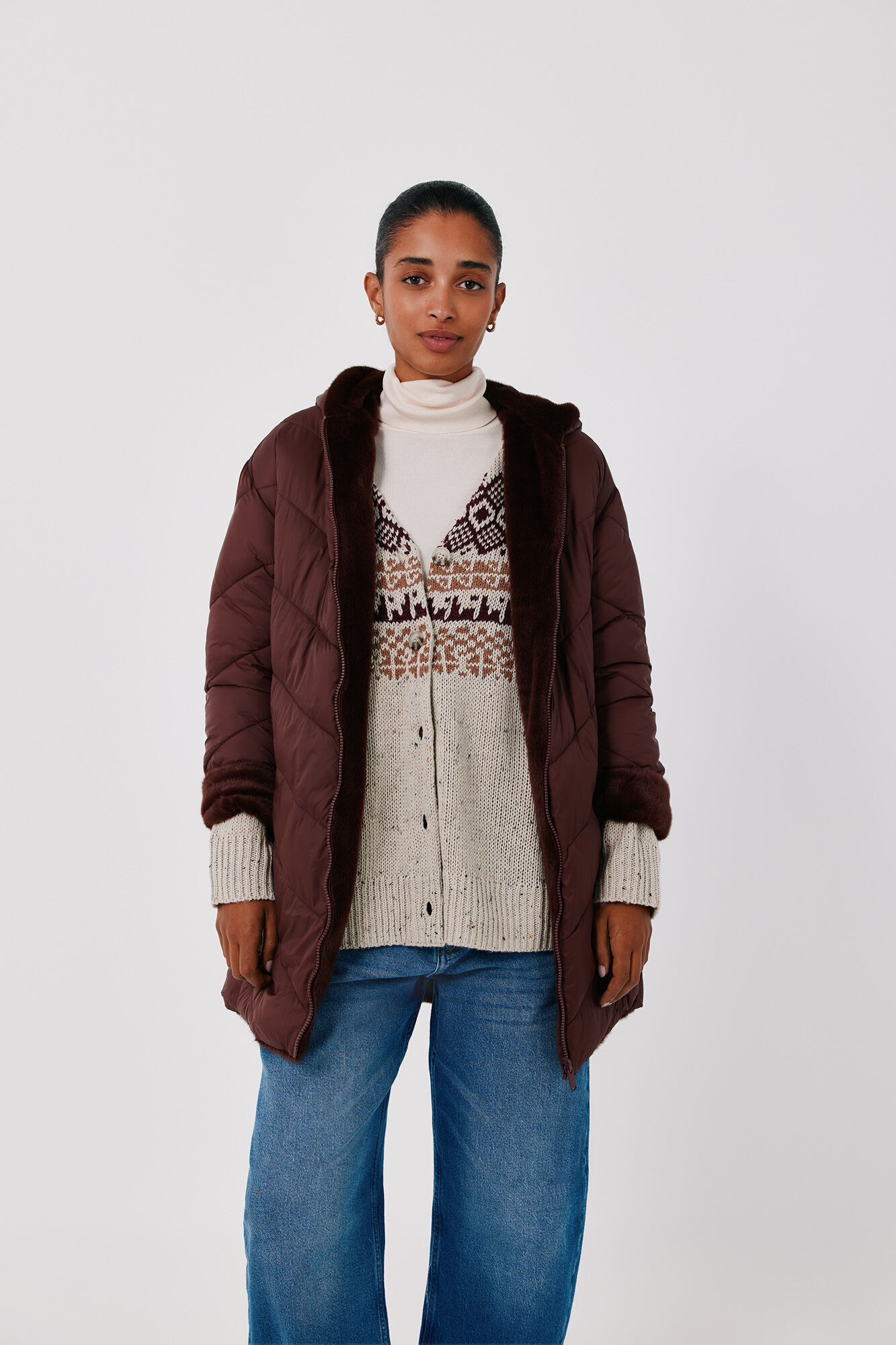 Cortefiel Anorak acolchado reversible efecto pelo