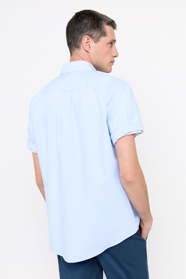 Cortefiel Plain short-sleeved Coolmax shirt Blue