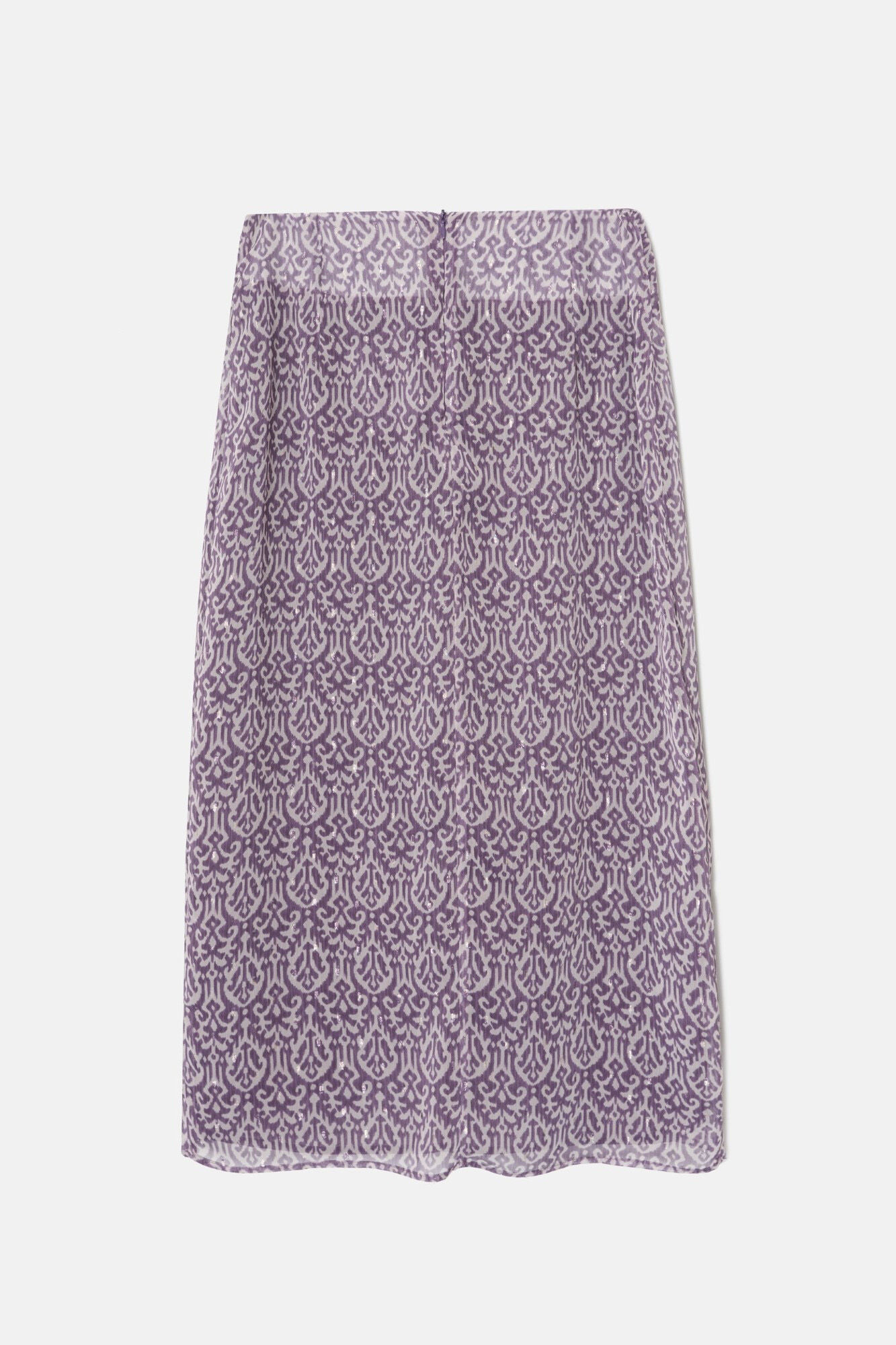 Silbon Saia midi estampado Ikat com abertura Roxo