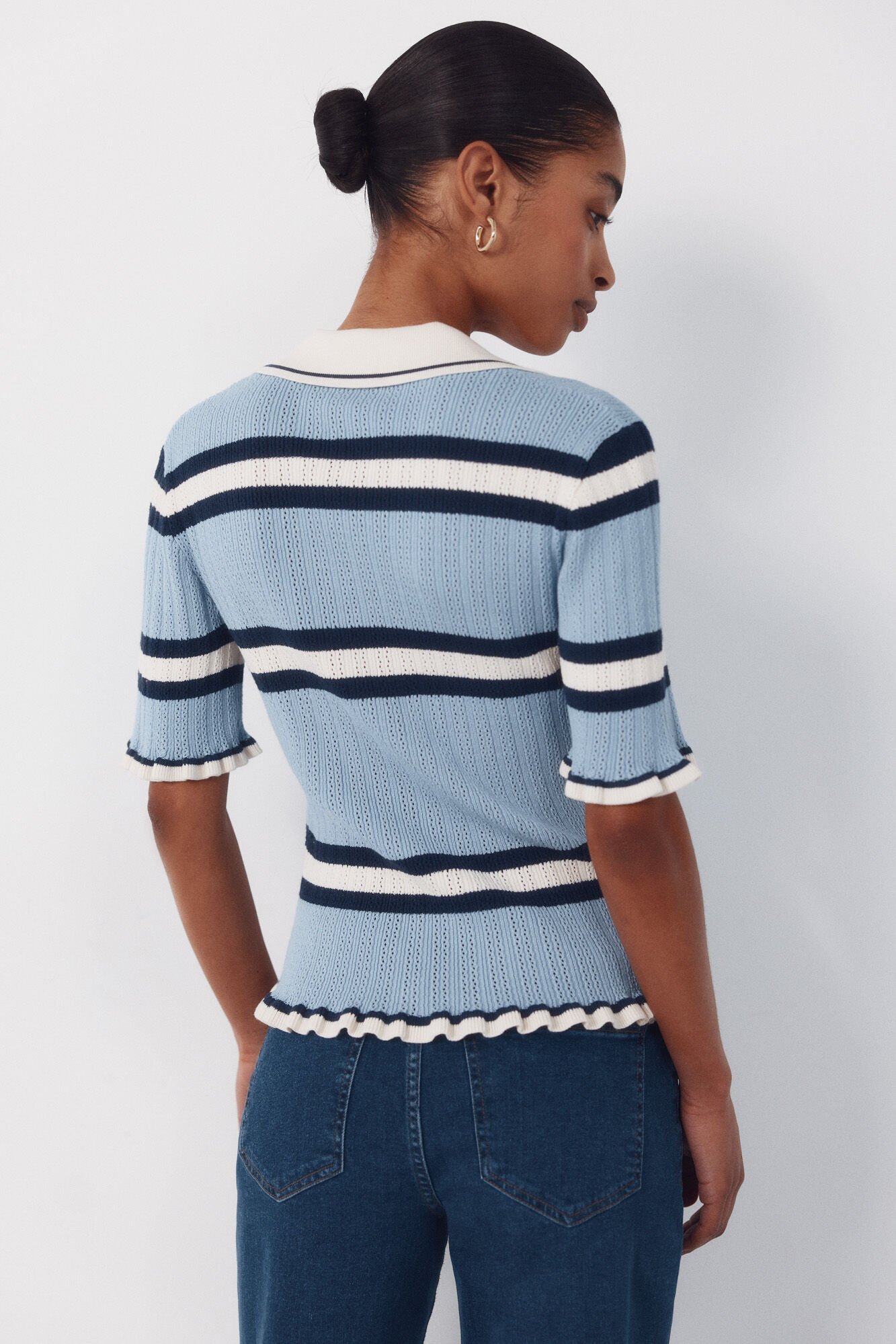 Cortefiel Striped polo jumper Blue