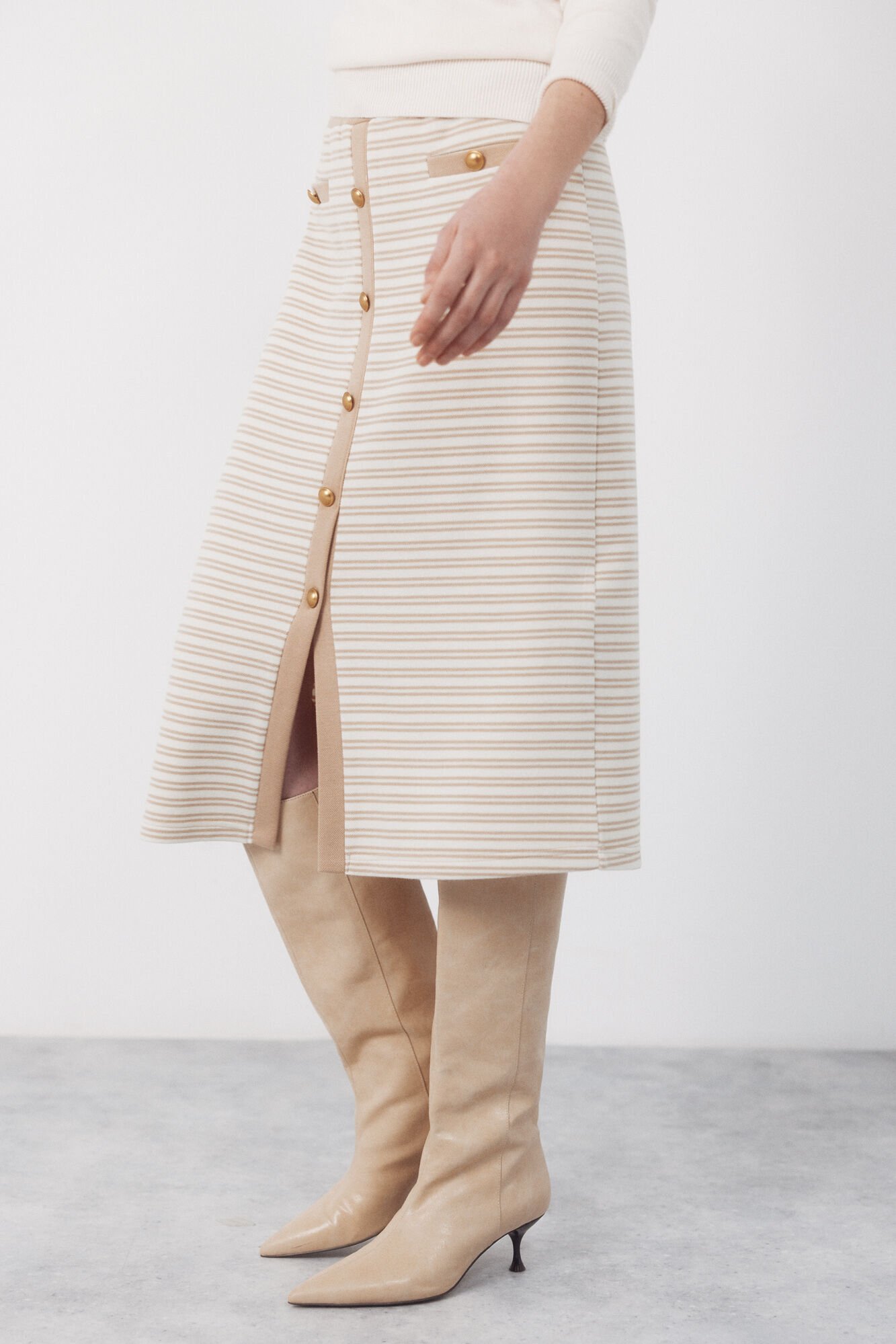 Cortefiel Jersey-knit -up buttons Printed white