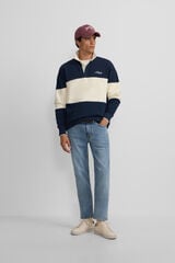 Silbon Moletom com gola polo e sweatshirt de ajuste relaxado Azul