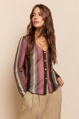 Slowlove Top botones estructura rayas Multicolor