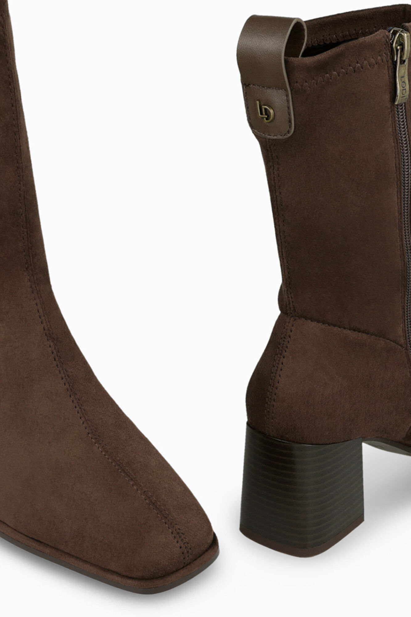 Lodi Stretch leather effect ankle ankle boots with heel Dark brown