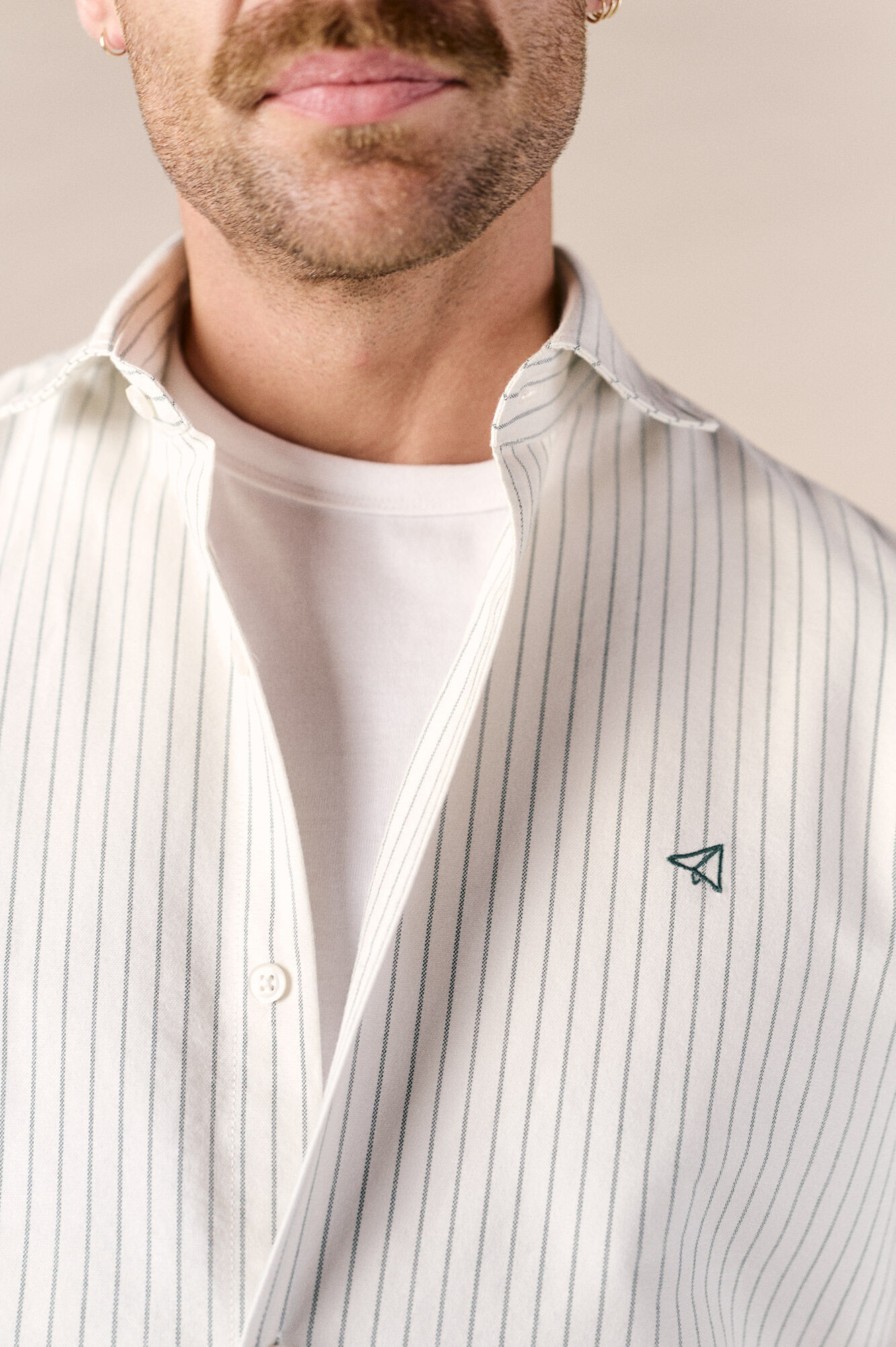 OOTO Oxford striped long sleeve shirt Green