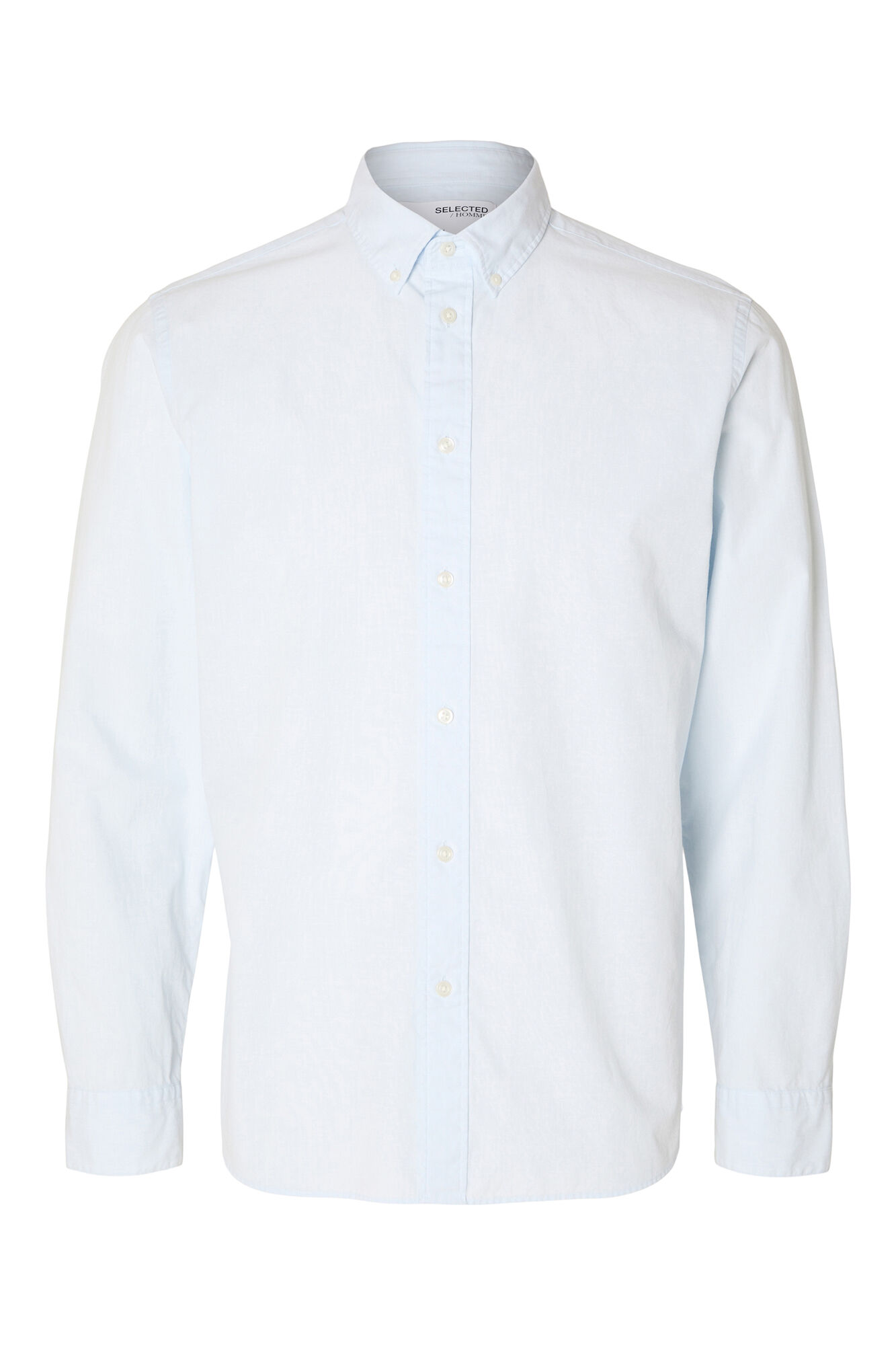 Selected Camisa de manga comprida Slim Fit confecionada com algod&atilde;o reciclado Azul