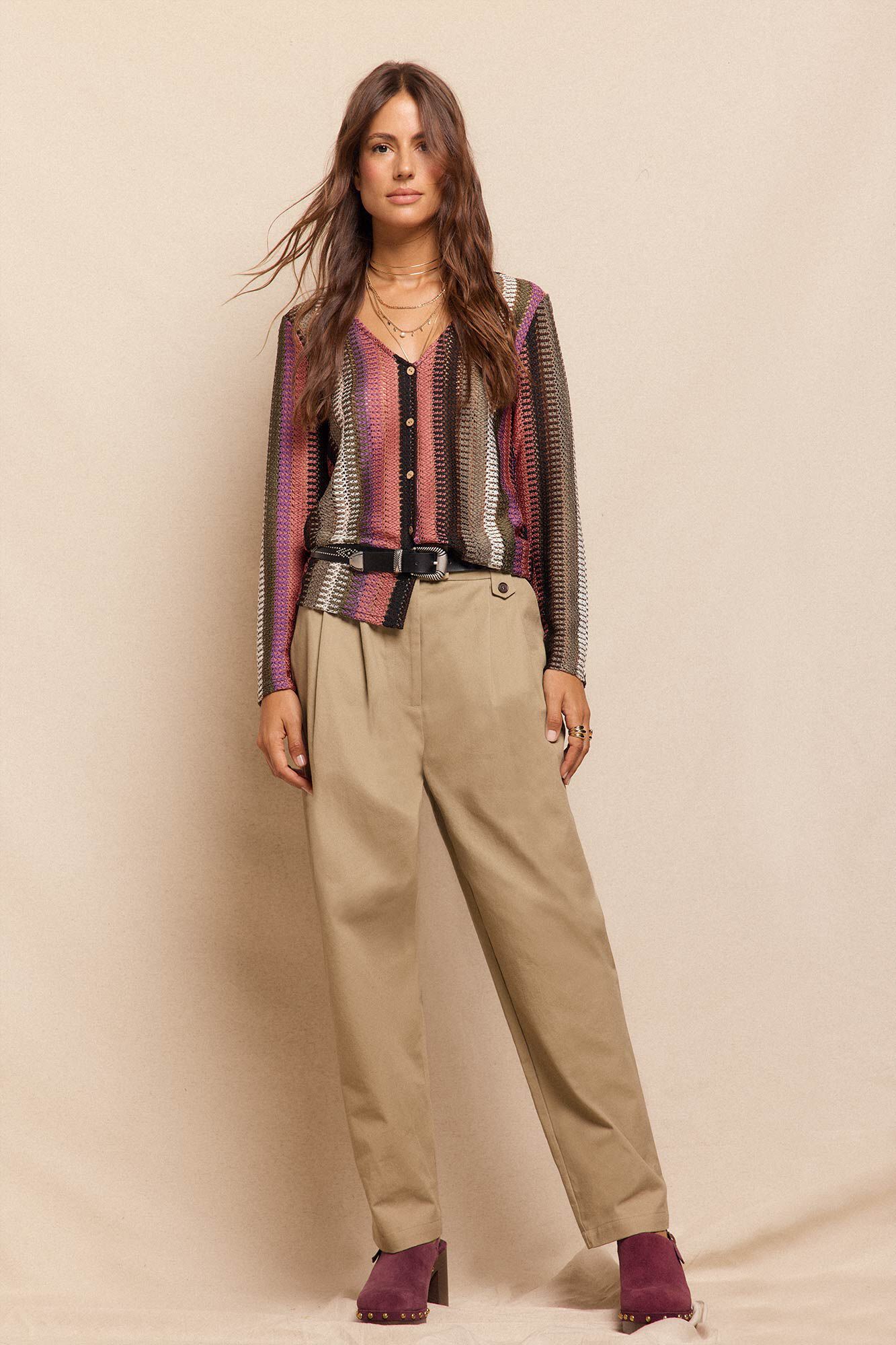 Slowlove Top botones estructura rayas Multicolor