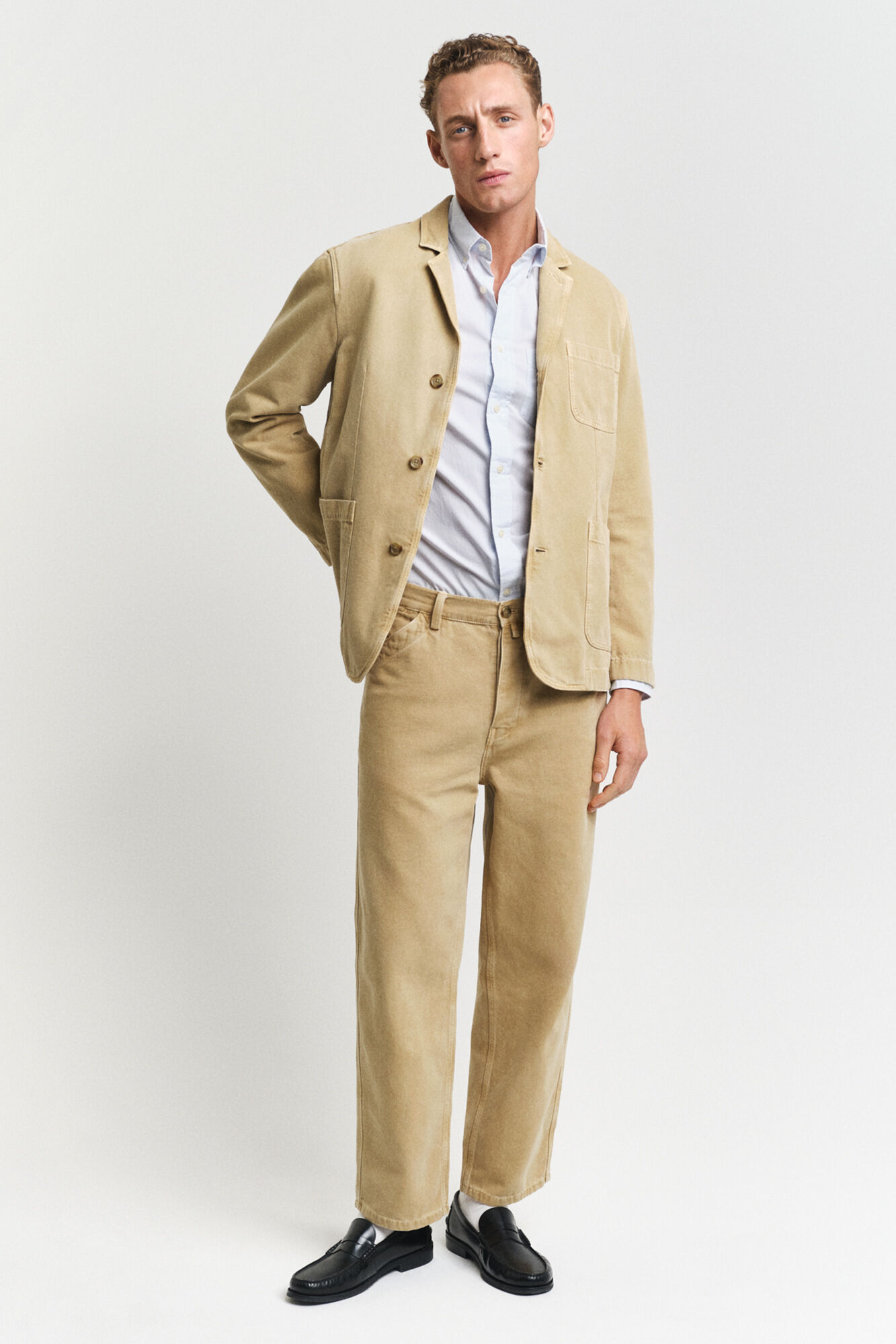 Gant Camisa riscas fina cl&aacute;ssica Regular Fit Azul