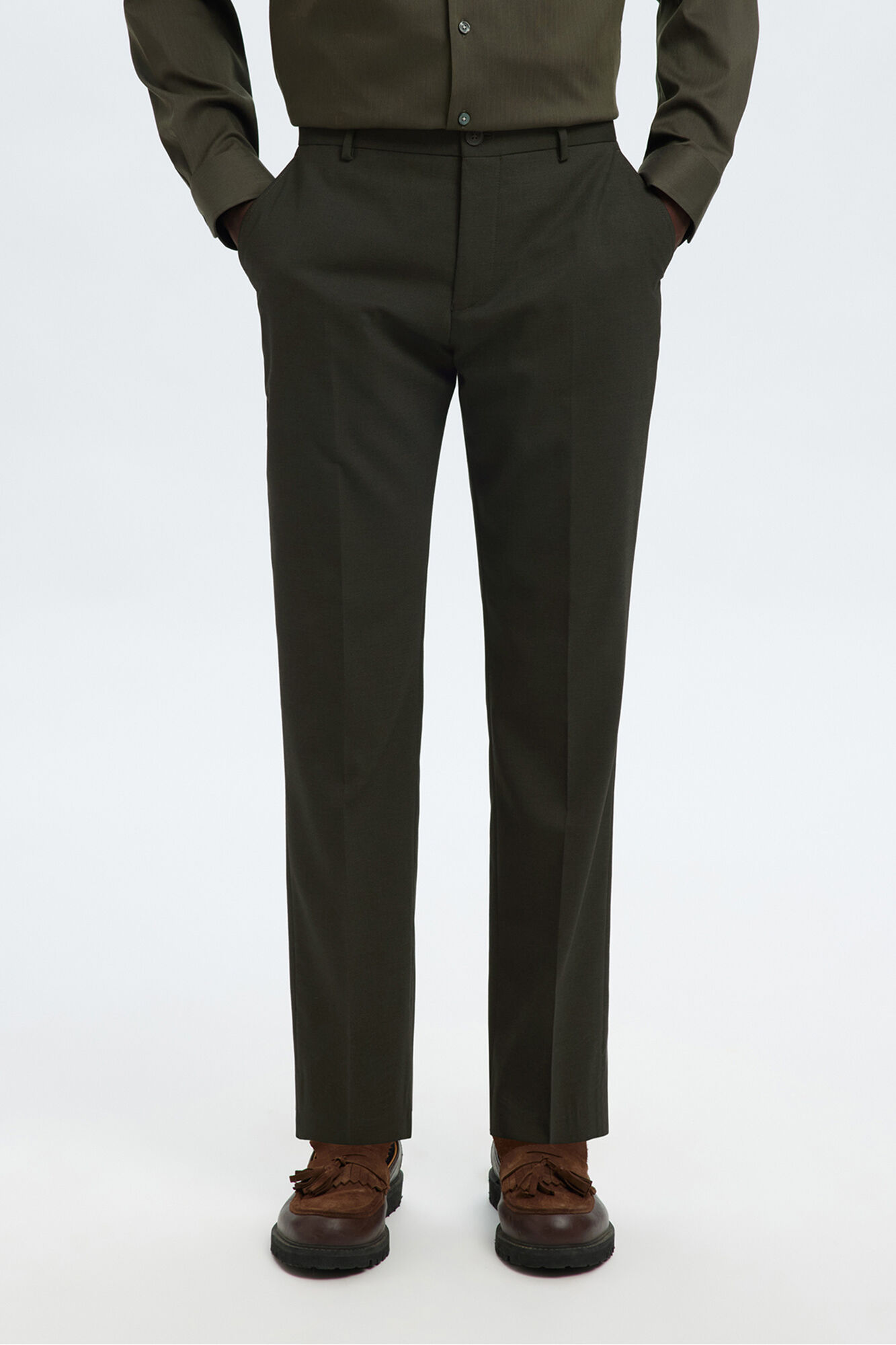 Selected Cal&ccedil;a de terno slim fit Verde