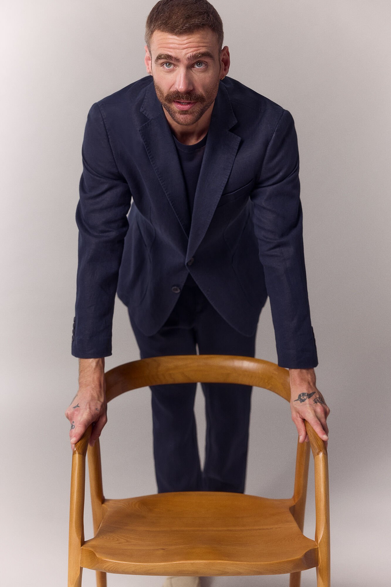 OOTO Blazer coordenado mistura de linho Azul