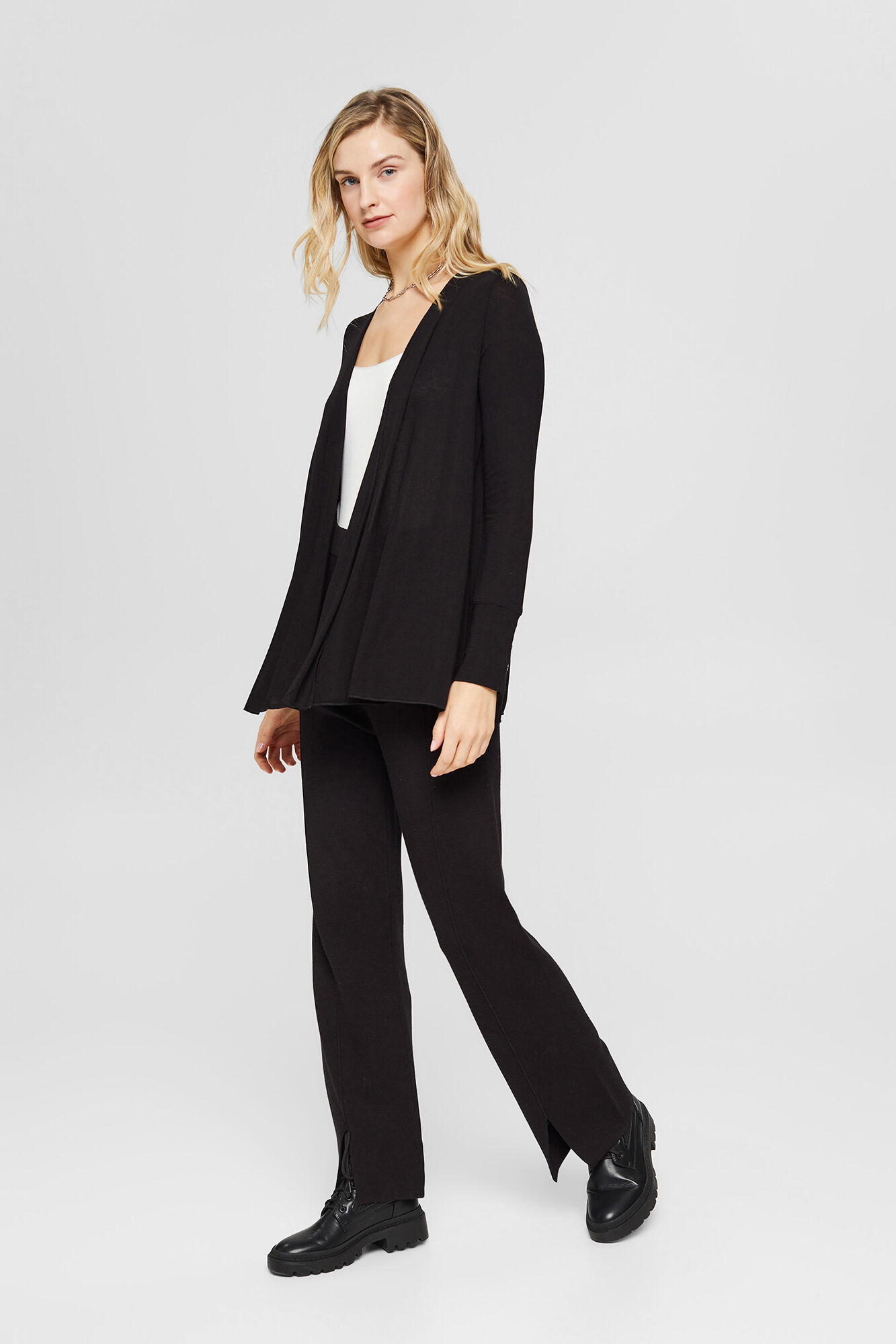 Esprit C&aacute;rdigan dise&ntilde;o abierto viscosa Negro