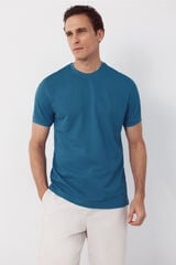 Cortefiel Piqu&eacute; basic T-shirt Blue