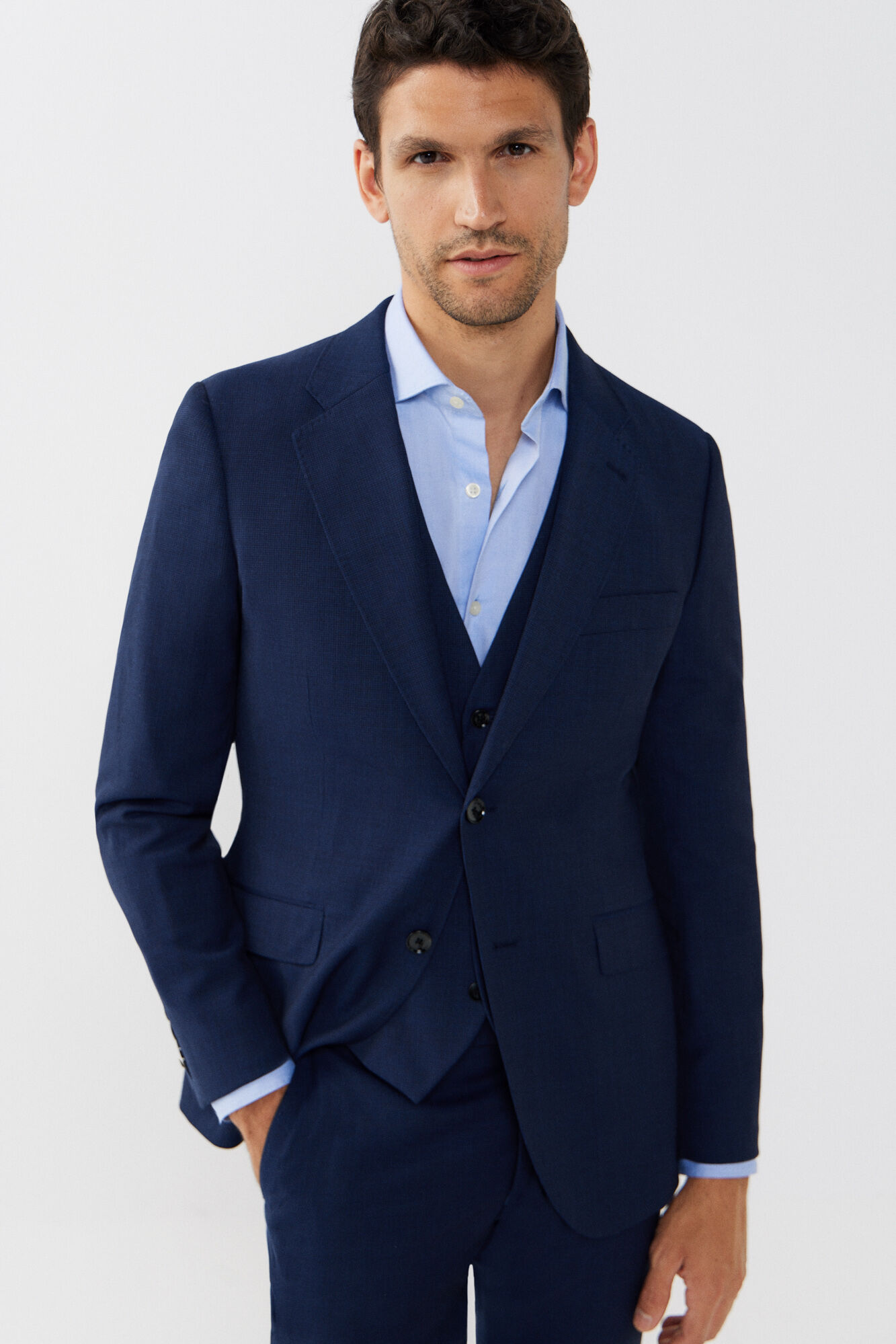 Cortefiel Coolmax&reg; birdseye weave trousers Blue