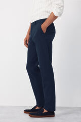 Cortefiel Regular cotton- linen chinos trousers Blue