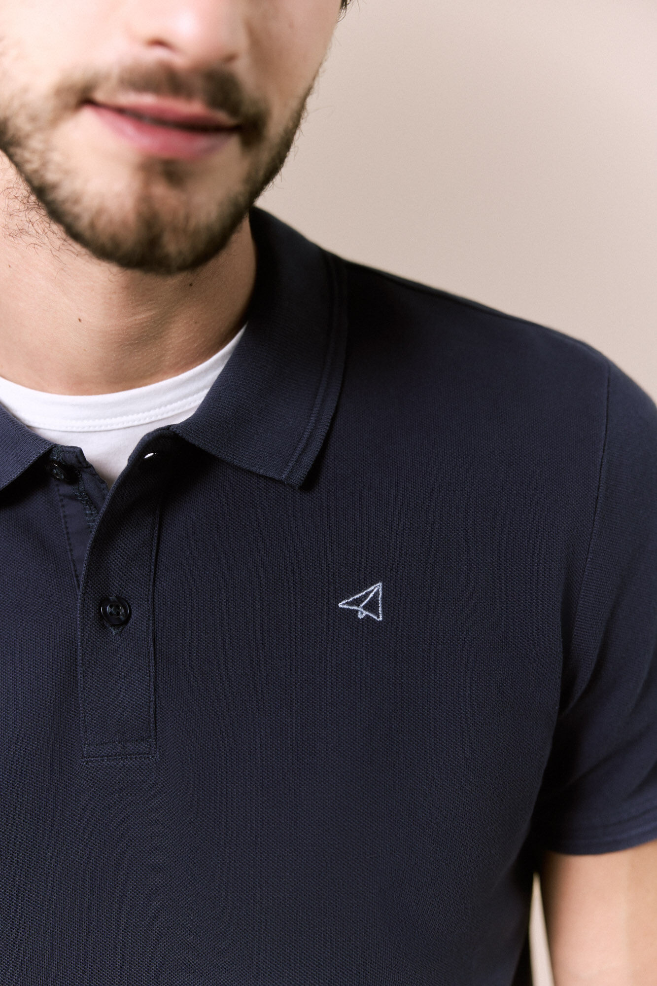 OOTO Polo b&aacute;sico em piqu&eacute; lavado Azul