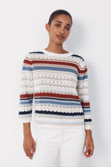 Cortefiel Multicoloured striped jumper Printed white