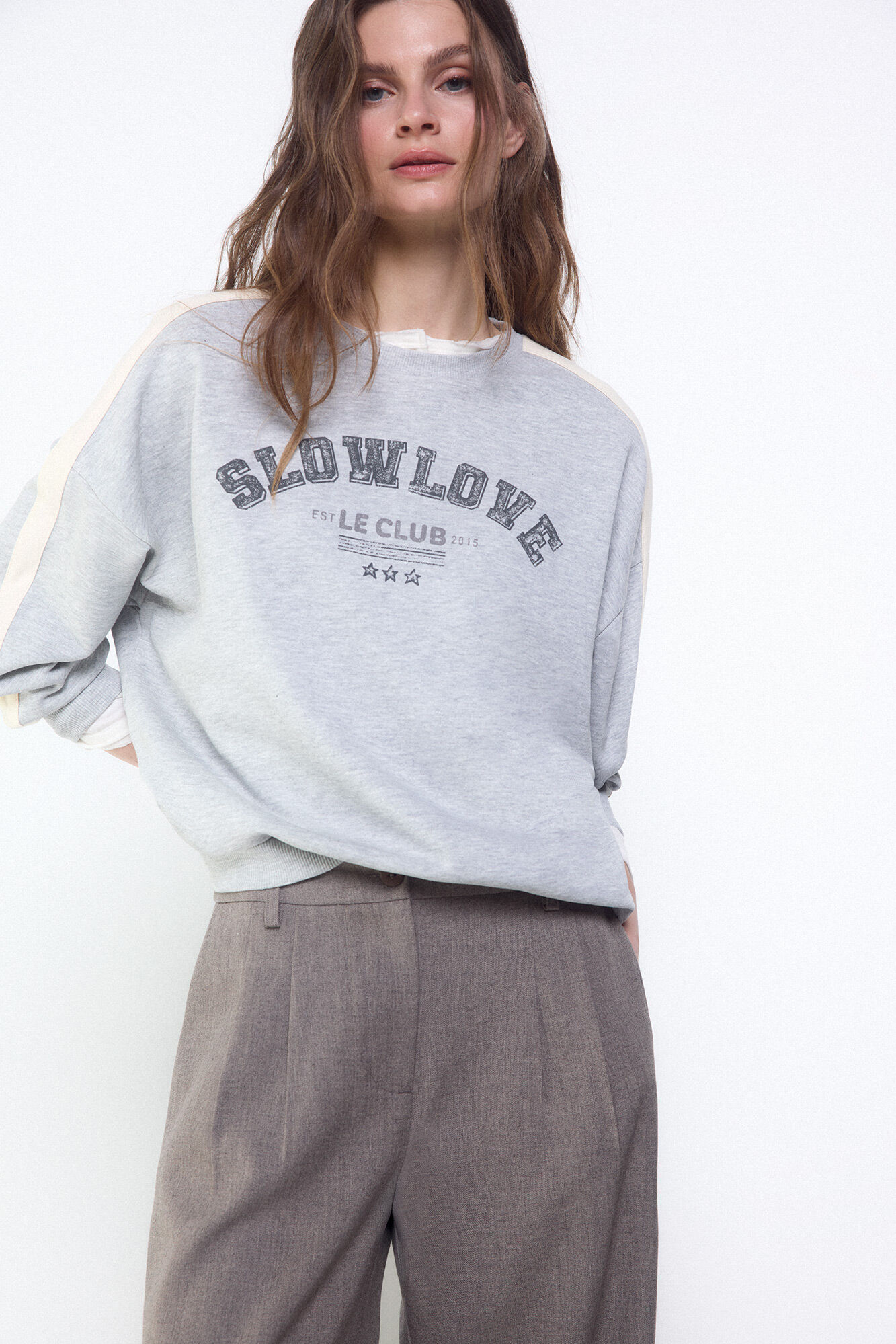 Slowlove Sudadera slowlove oversize Gris