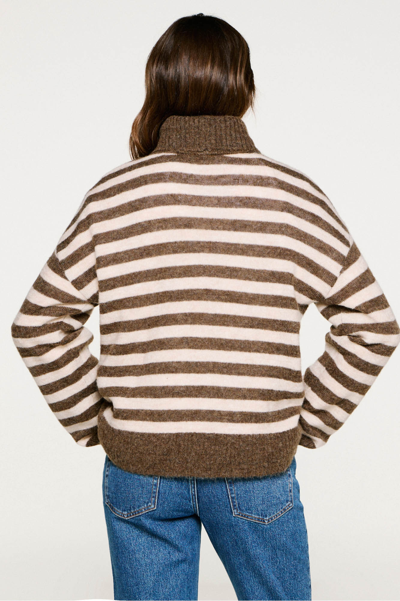 Selected Wool and alpaca high neck jumper Brown
