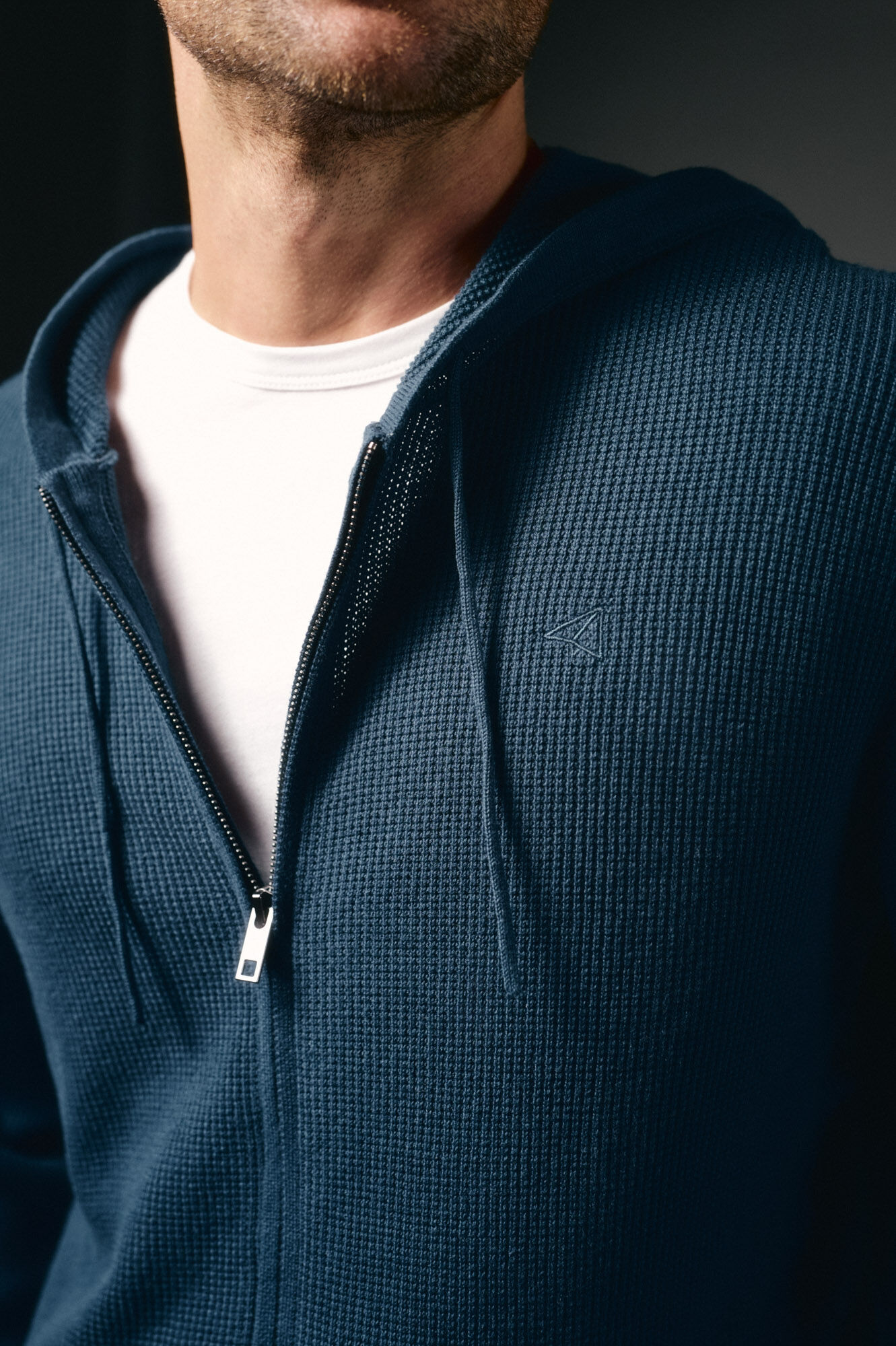 OOTO Cardigan com capuz e fecho-&eacute;clair Azul