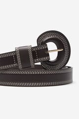 Cortefiel Belt lined with topstitching Dark brown