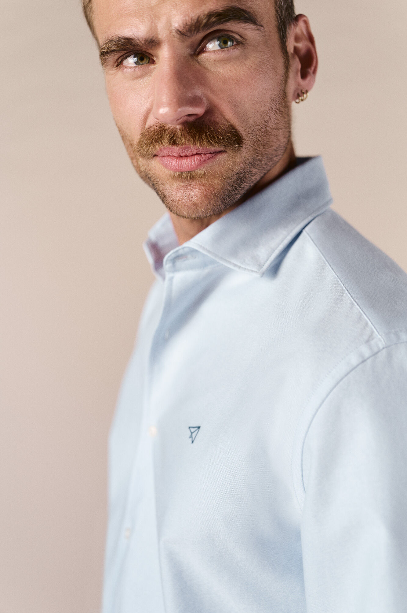 OOTO Camisa oxford lisa de manga comprida Azul