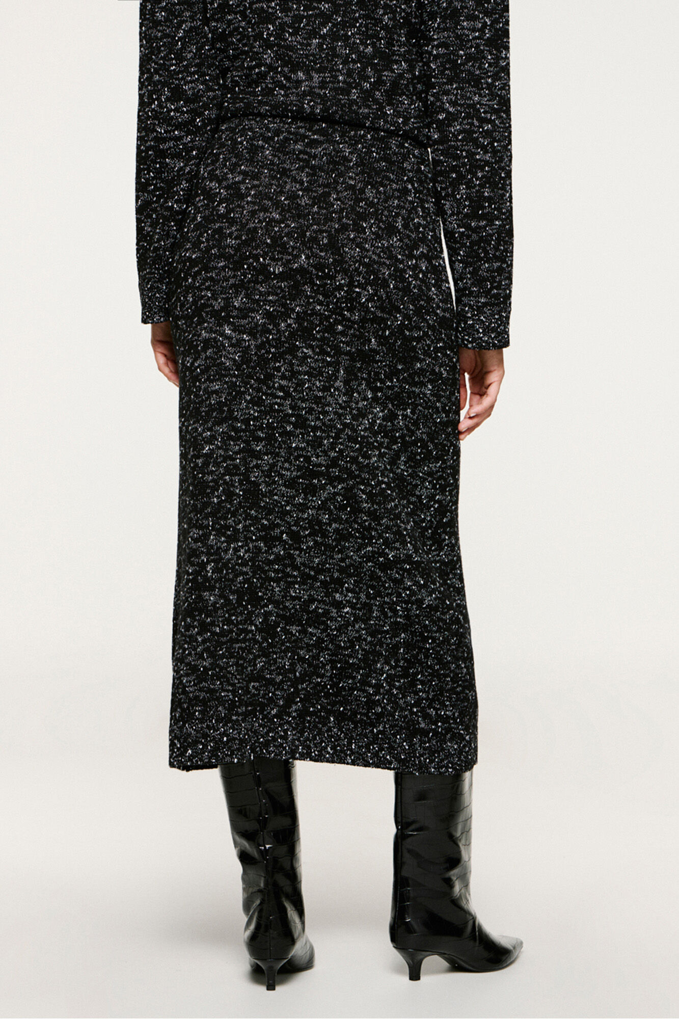 Selected Saia midi de algod&atilde;o org&acirc;nico Preto