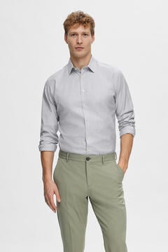 Cortefiel 100% cotton long-sleeved dress shirt Navy