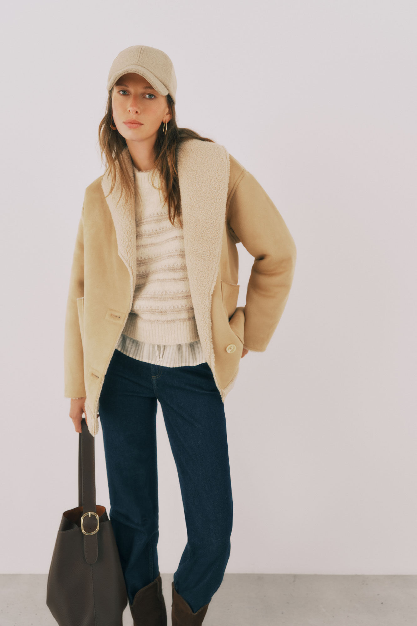 Cortefiel Double-sided effect jacket Beige