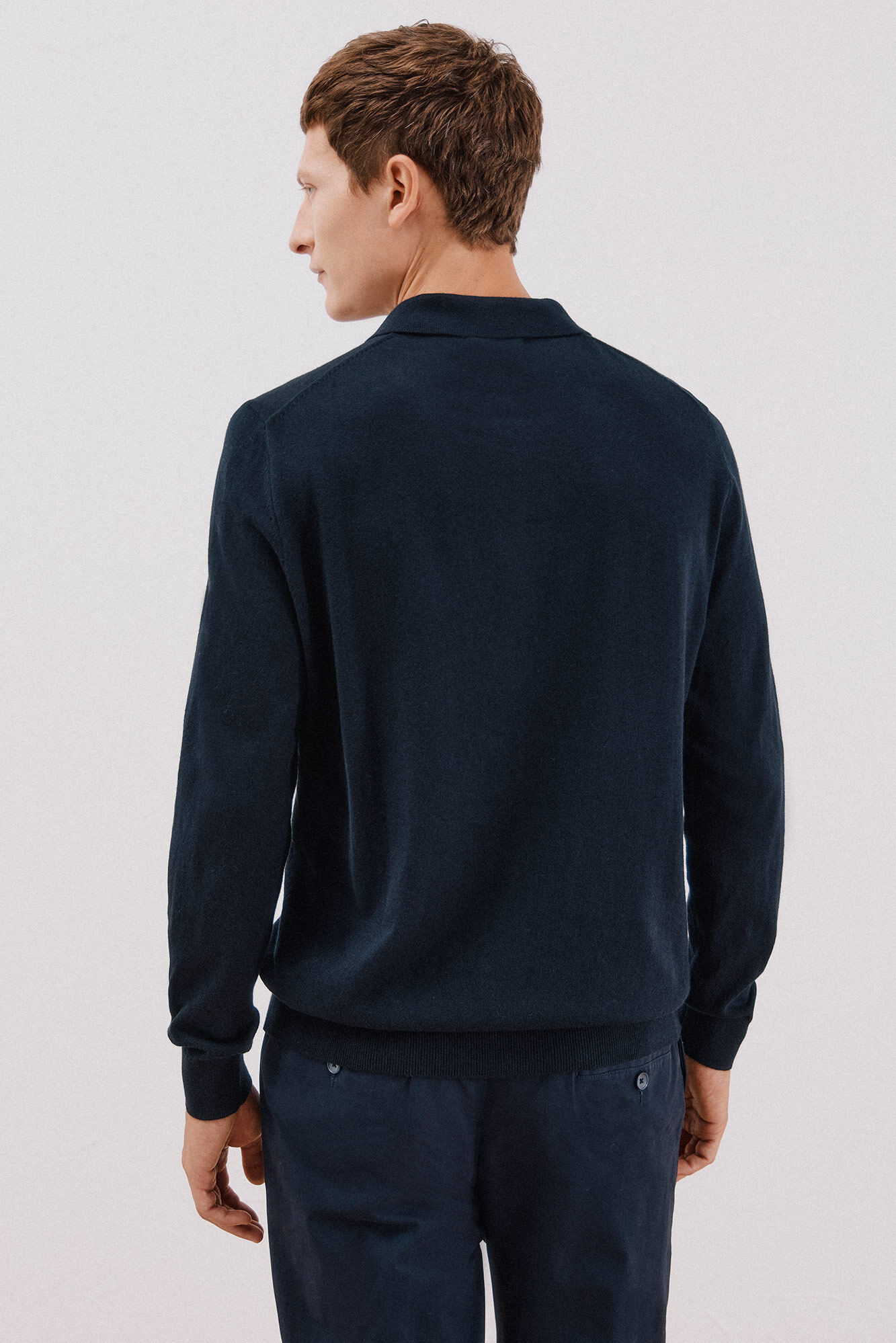 Cortefiel Cotton cashmere polo shirt neck jersey Navy