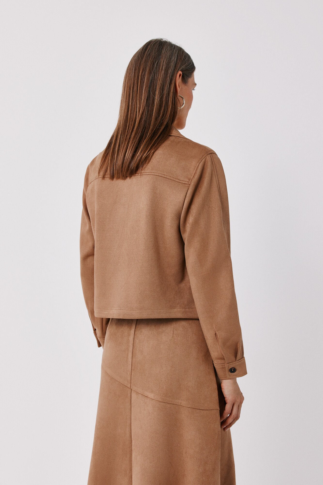Cortefiel Faux leather lightweight jacket Beige