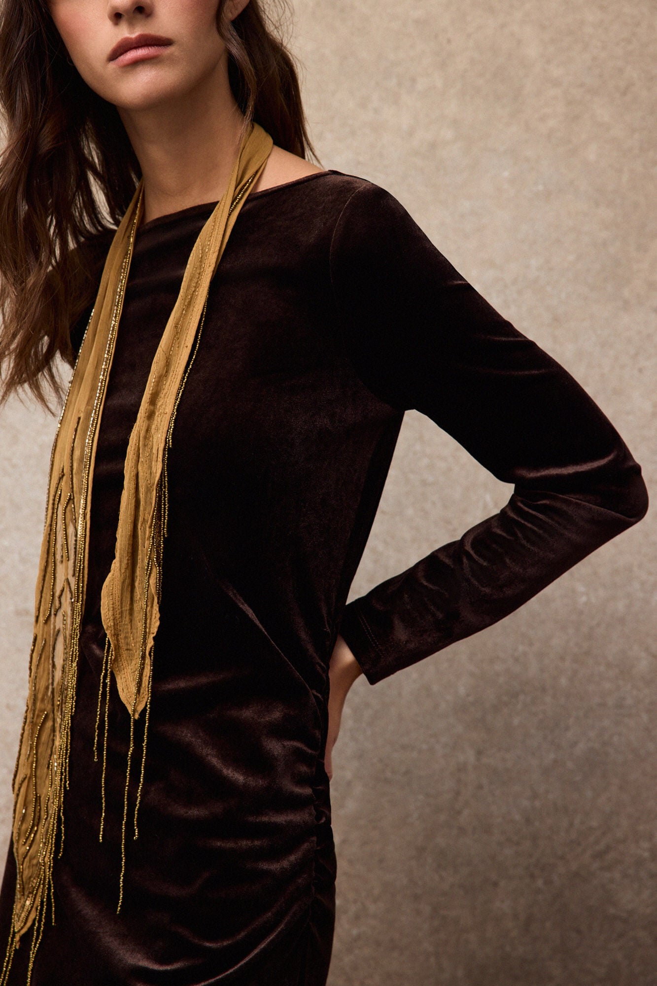 Slowlove Velvet dress Dark brown