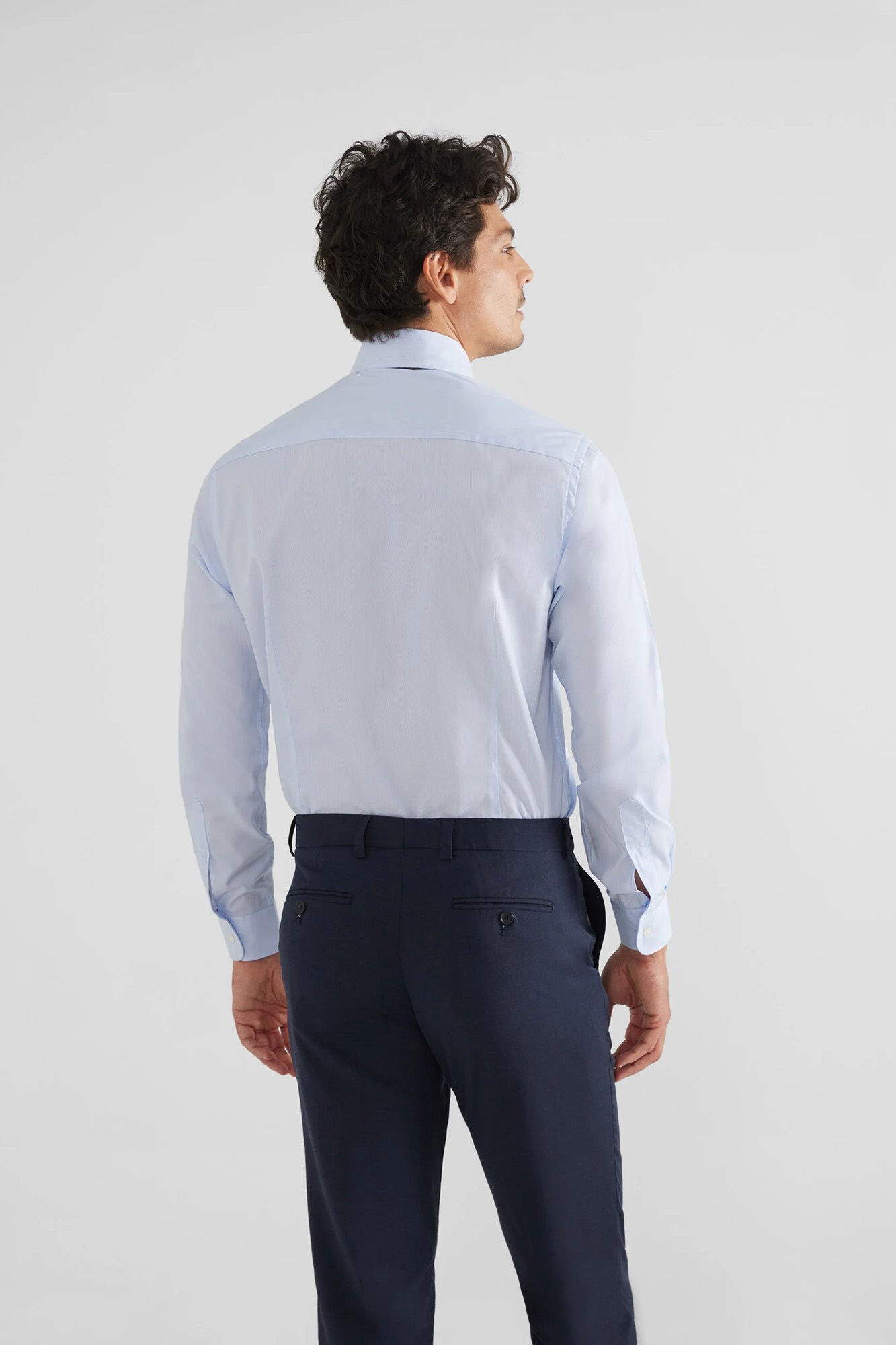 Silbon Camisa de vestir mini riscas punho simples Azul