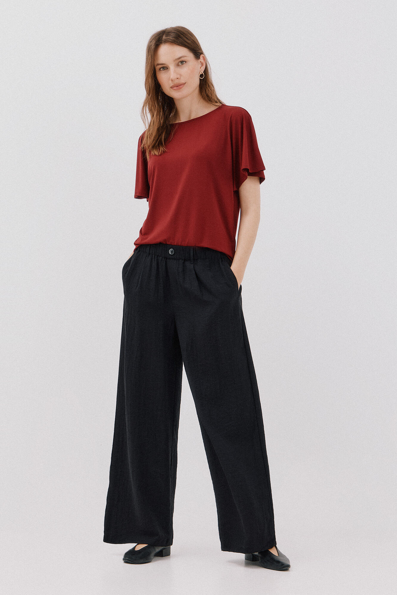 Cortefiel Essential fluid T-shirt Maroon