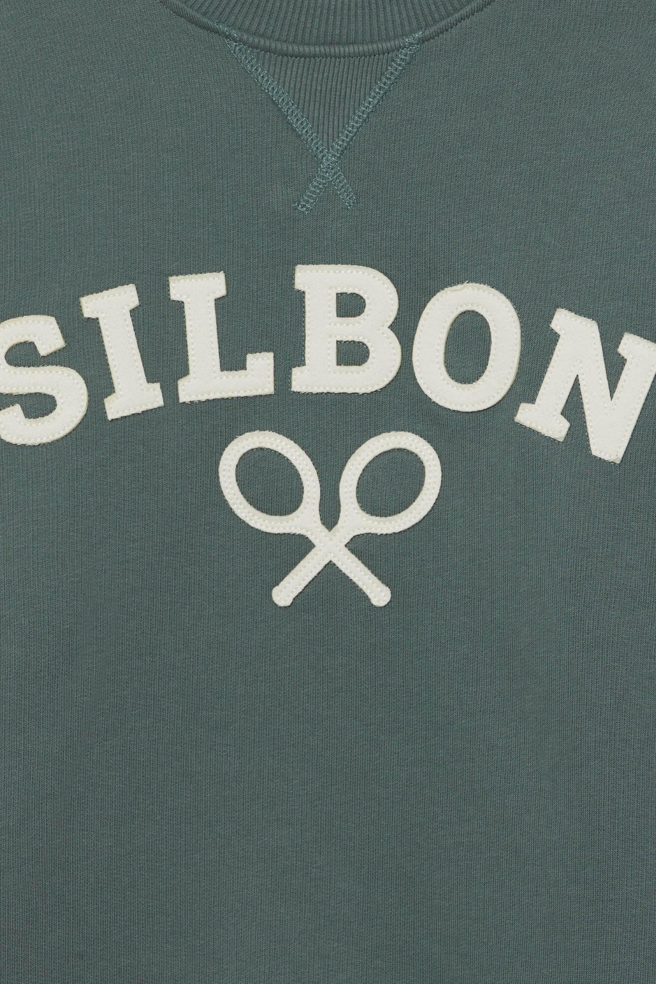 Silbon Mid-green sweatshirt with racket logo Green