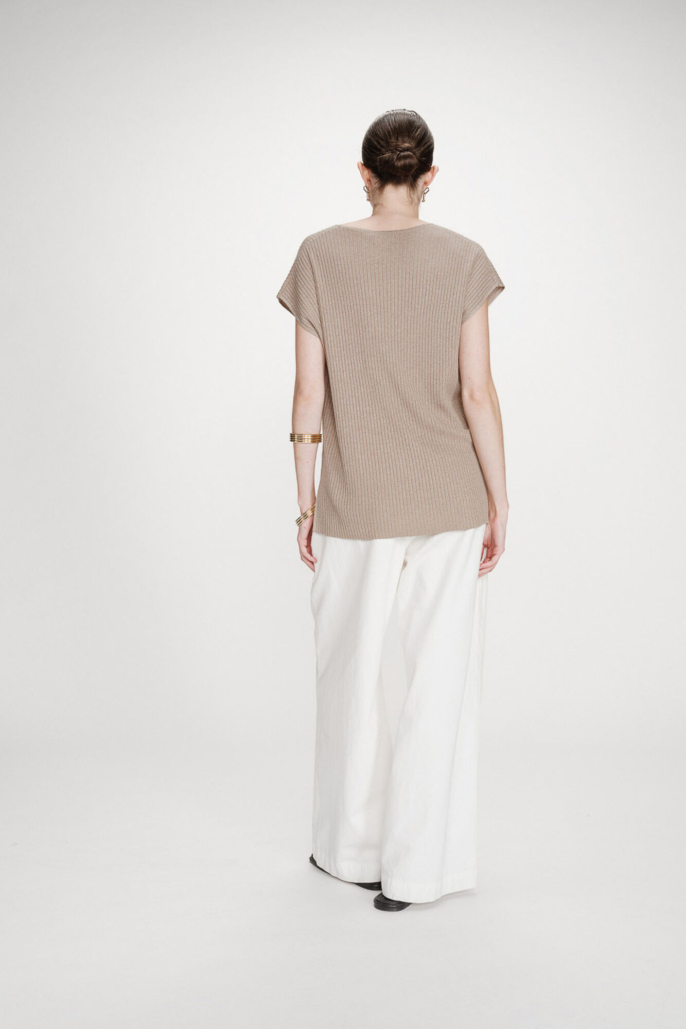 Grace & Mila Top de malha Lurex Dourado