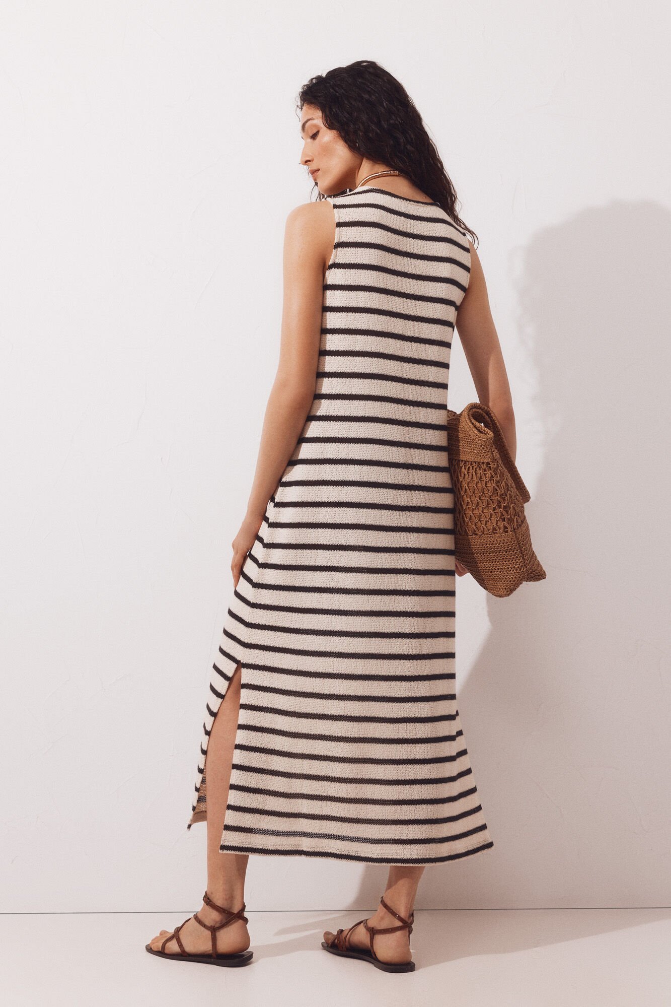 Cortefiel Rustic-look strappy dress Black