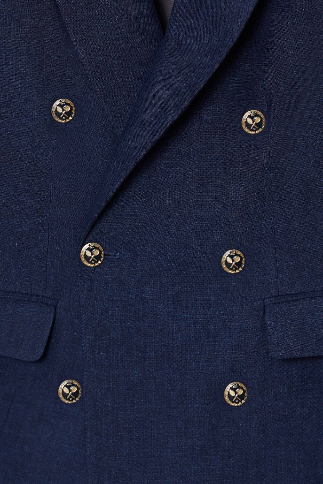 Silbon Women's double-breasted linen blazer Navy