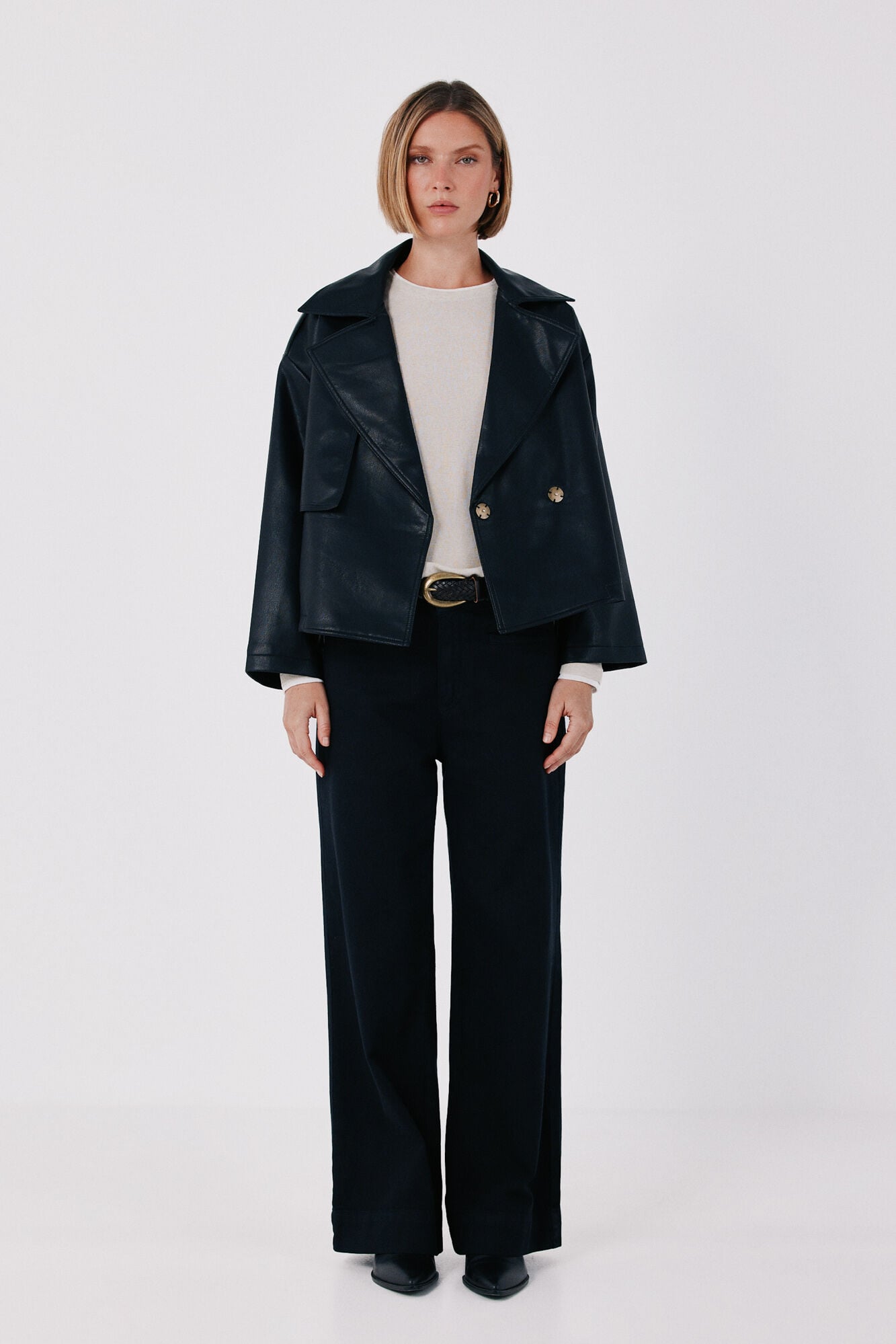 Cortefiel Faux leather short trench