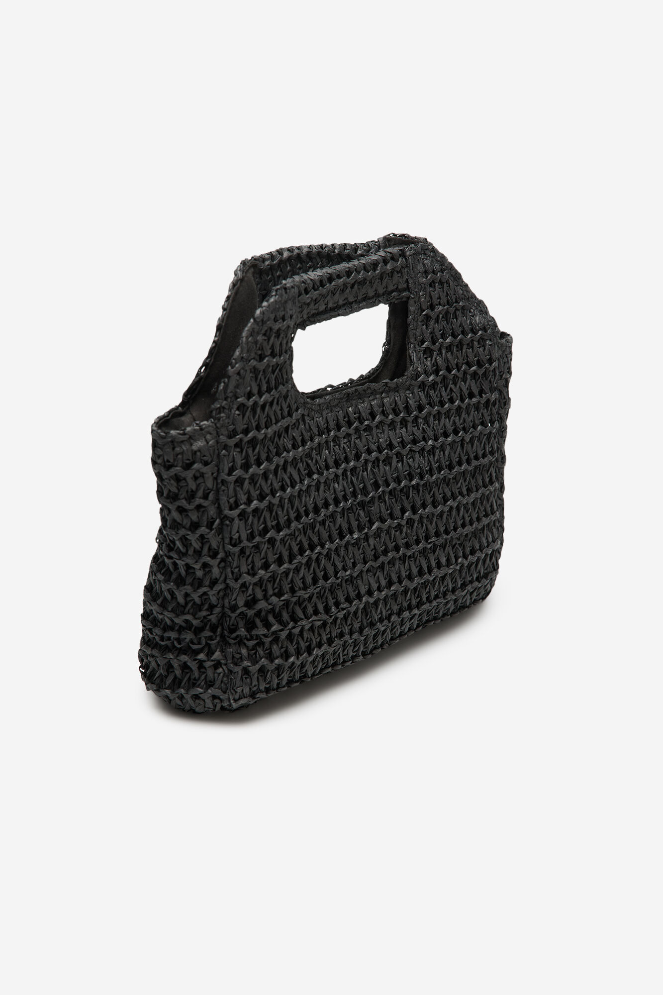 Cortefiel Raffia braided bag Black