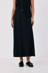 Cortefiel Midi skirt with belt Black